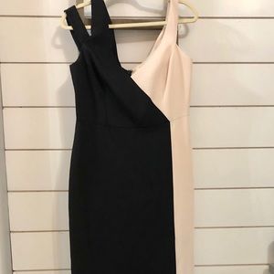 BCBG floor length black & ivory dress